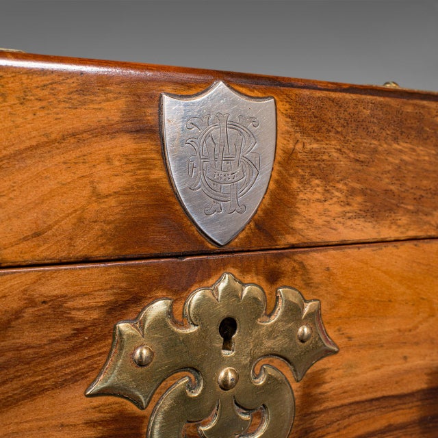 Antique Gothic Revival Sewing Case, Scottish, Walnut, Brass, Workbox, Victorian For Sale - Image 10 of 12