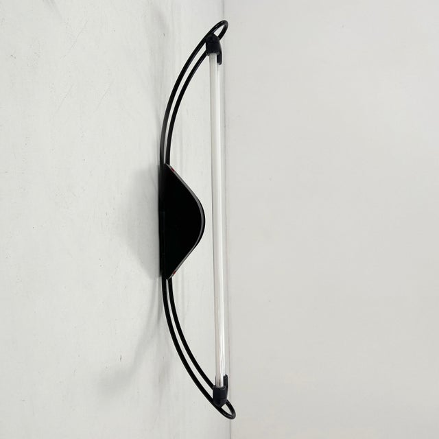 Postmodern Arched Black Neon Wall Lamp by Gian N. Gigante for Zerbetto, 1980s For Sale - Image 3 of 8
