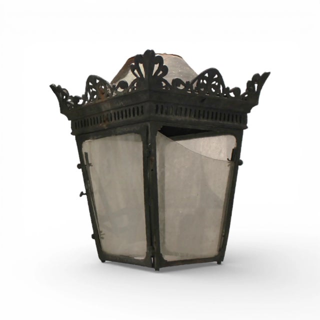 This authentic 19th century French lantern is a striking example of timeless European craftsmanship. Hand-forged from...