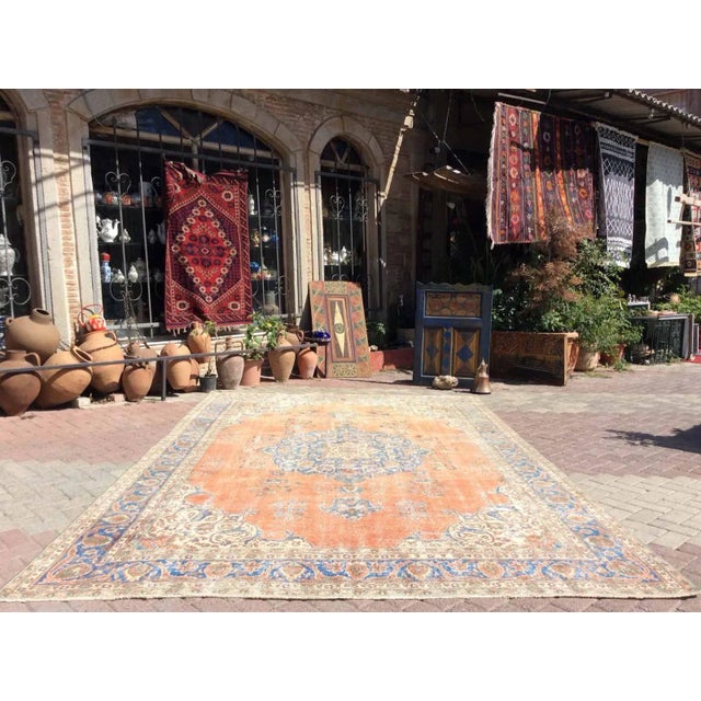 One of a kind hand made Oushak rug. This gorgeous hand knotted area rug is made in 1940's by anatolian tribes. Collectible...