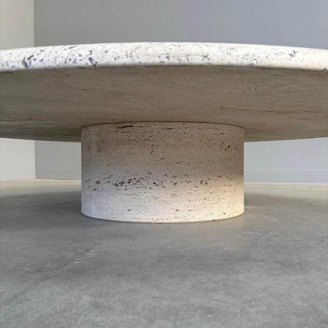 Large Round Travertine Coffee Table from Up & Up, Italy, 1970s For Sale - Image 10 of 14