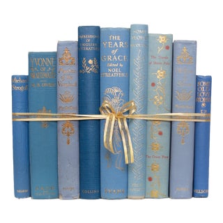 Vintage Gilded Cornflower Book Gift Set- 9 Pieces For Sale