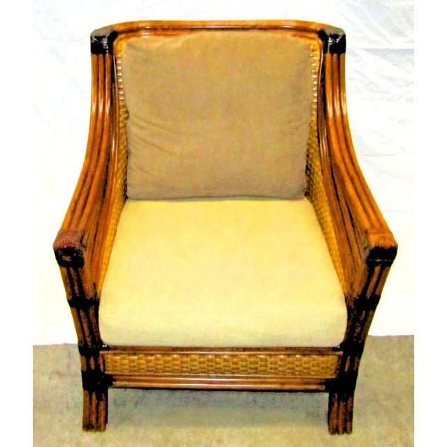 Mid-Century Modern 1970s Rattan Wicker Mandalay Chairs With Cushions - Set of 2 For Sale - Image 3 of 18