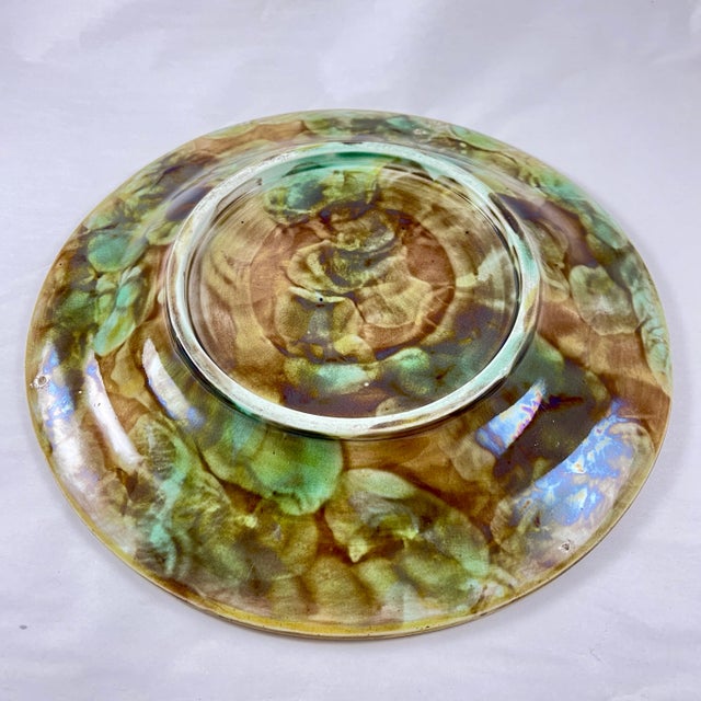 Adams & Bromley English Majolica Cheese Tray, Buttercup & Fern Leaf Border For Sale - Image 10 of 11