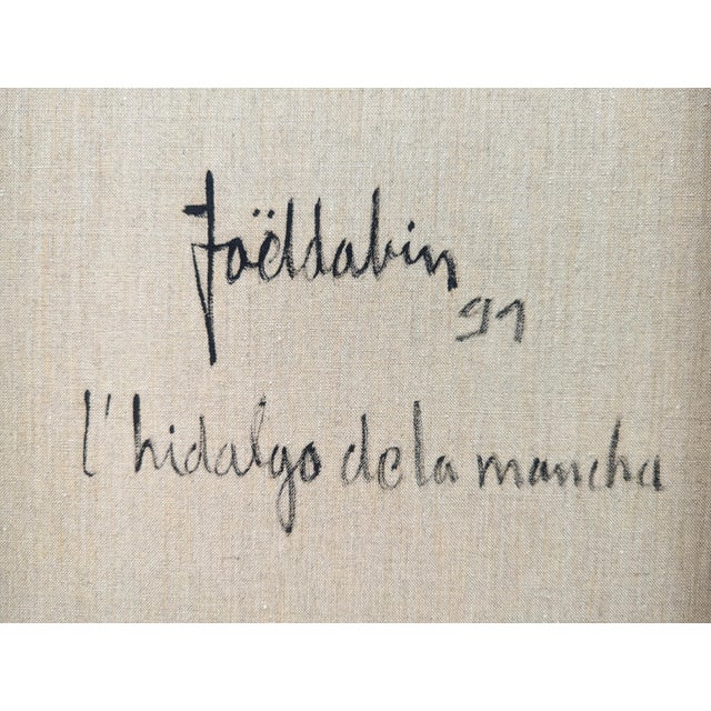 Joël Dabin "L'Hidalgo de la Mancha" Modern Blue Tone Abstract Expressionist Figure Painting, 1991 For Sale - Image 4 of 12