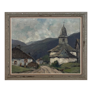 Framed Oil on Canvas by Belgian Landscape Painter Joseph Lemaire (1891–1972) 'Ardennes Village'