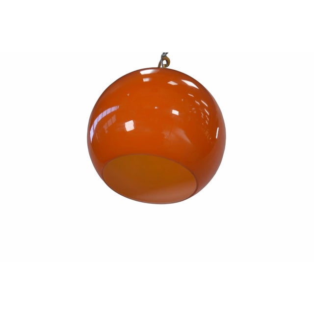 Vintage Ball Pendant Lights in Orange Opaline, 1970s, Set of 9 For Sale - Image 3 of 10