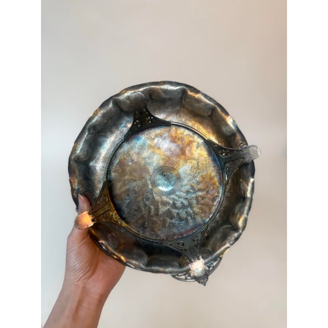 Antique James W. Tufts Quadruple Plate Bride’s Basket | Aesthetic Movement Bird & Butterfly Motif | c.1890–1910 For Sale - Image 10 of 10