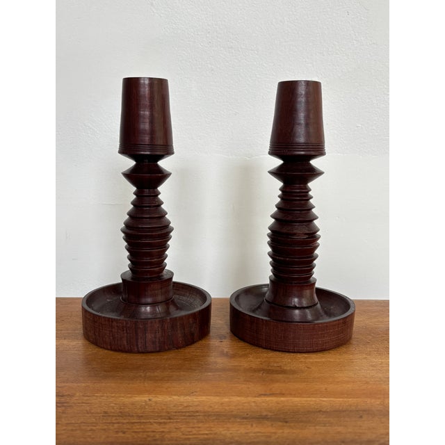 Mid 20th Century Mid 20th Century Folk Art Wooden Candle Holder For Sale - Image 5 of 5
