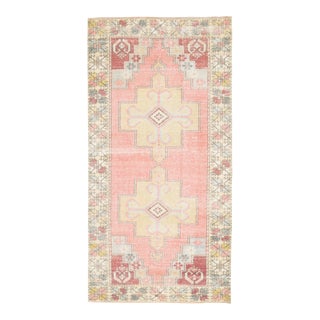 1970s Turkish Oushak Handmade Wool Cotton Pink Area Rug For Sale