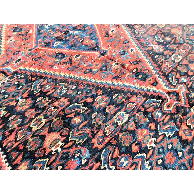 Textile Antique Persian Bijar Flatwoven Kilim. 3'3"x 4'9" For Sale - Image 7 of 10