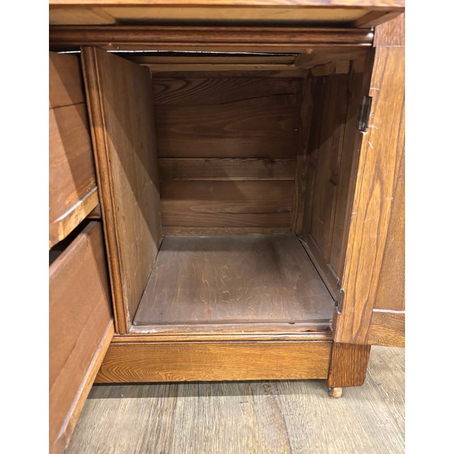 Wood Vintage Tiger Oak Washstand Dry Sink Commode For Sale - Image 7 of 11