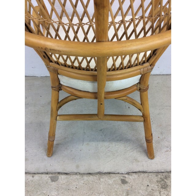 Vintage Rattan Fan Back Accent Chair With Upholstered Seat Chairish