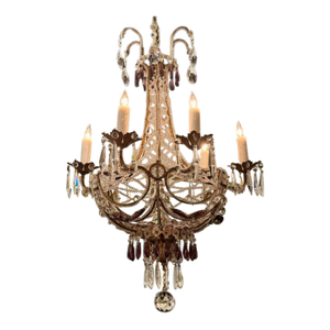 1920s Italian Beaded and Amethyst Chandelier