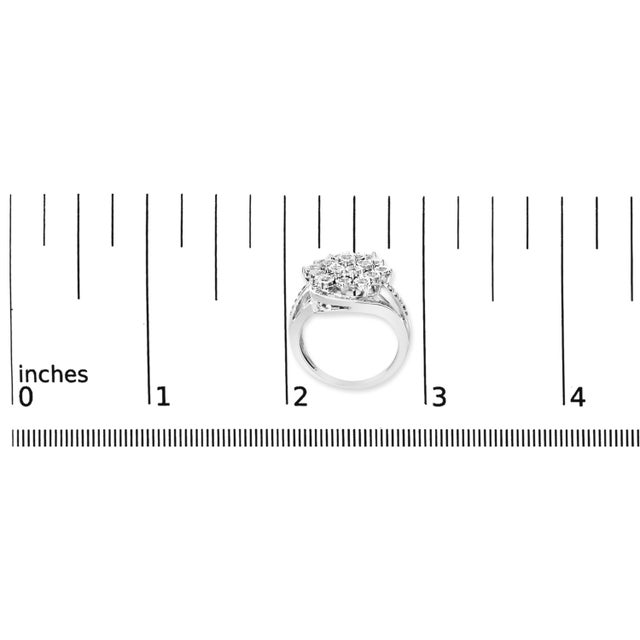 Sterling Silver 1.0 Cttw Diamond Swirl Cluster Cocktail Ring - Size 7 For Sale In New York - Image 6 of 6