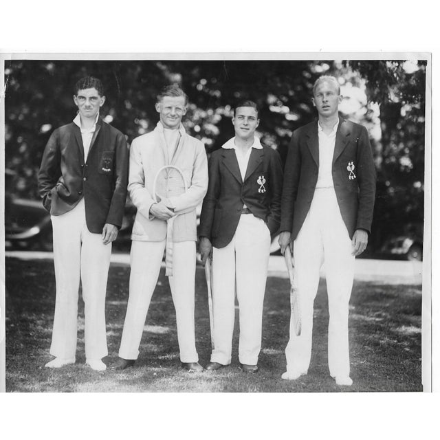 1929 black and white antique photo of the Oxford Cambridge University combined tennis team, in Philadelphia to play...