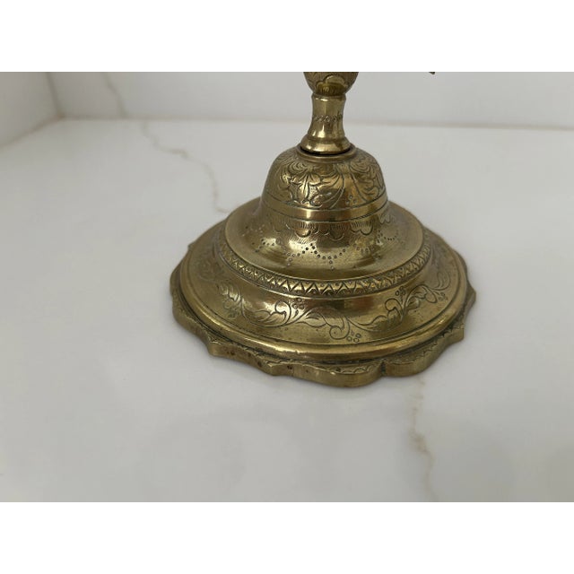 Paris flea market find, solid brass etched double pair of candelabras.