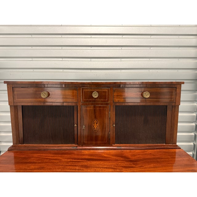 Early 19th Century American Federal Period Mahogany Secretary Chest With Eagle Inlay, New England For Sale - Image 4 of 17