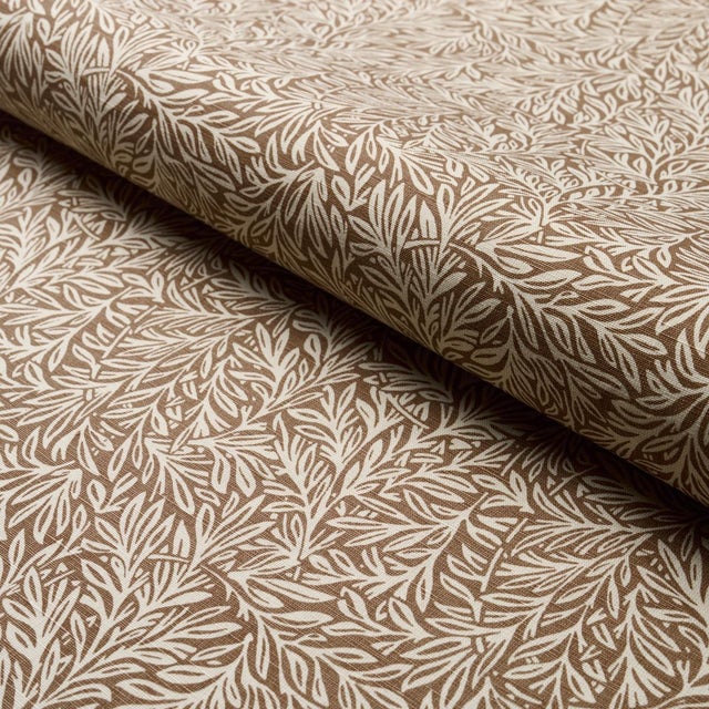 Schumacher SAMPLE - Schumacher Willow Leaf Fabric In Mocha For Sale - Image 4 of 4