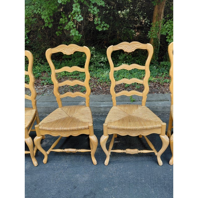 1990s 1990s Set of Six French Provincial Rush-Seat Dining Chairs For Sale - Image 5 of 8