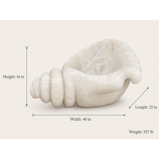 2010s Monumental Carved Quartz Shell Bowl Sculpture For Sale - Image 5 of 5