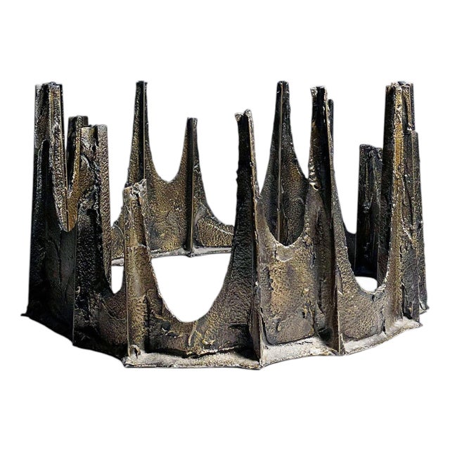 Paul Evans Mid-century Sculpted Bronze Stalagmite Round Coffee Table w/Glass For Sale