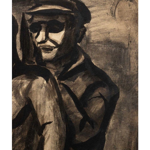 Gerrit Hondius Untitled (Two Figures) Ink Wash For Sale - Image 4 of 7