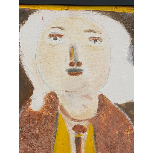 Textile Vintage Jimmy Lee Sudduth Folk Art Portrait Painting on Canvas For Sale - Image 7 of 13