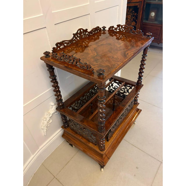 Antique Victorian Burr Walnut Canterbury Magazine Rack, 1860 For Sale - Image 11 of 13