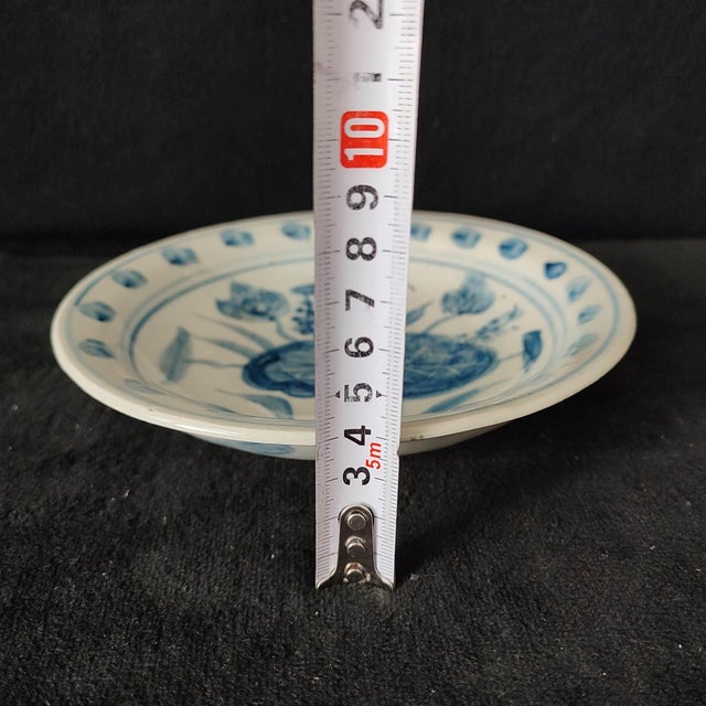 Chinese Ceramic Plate,Blue and White Porcelain Plate Hand Painted Lotus Flowers Pattern For Sale - Image 10 of 11