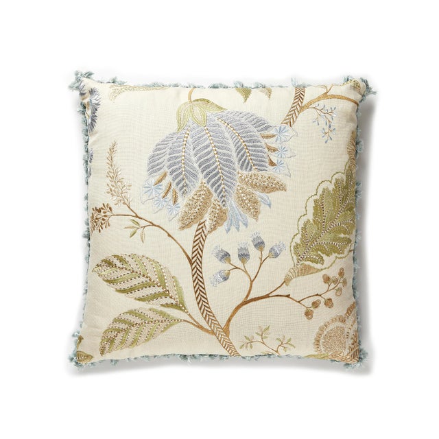 Contemporary The House of Scalamandré Palampore Embroidery Pillow, Summer Sage For Sale - Image 3 of 3