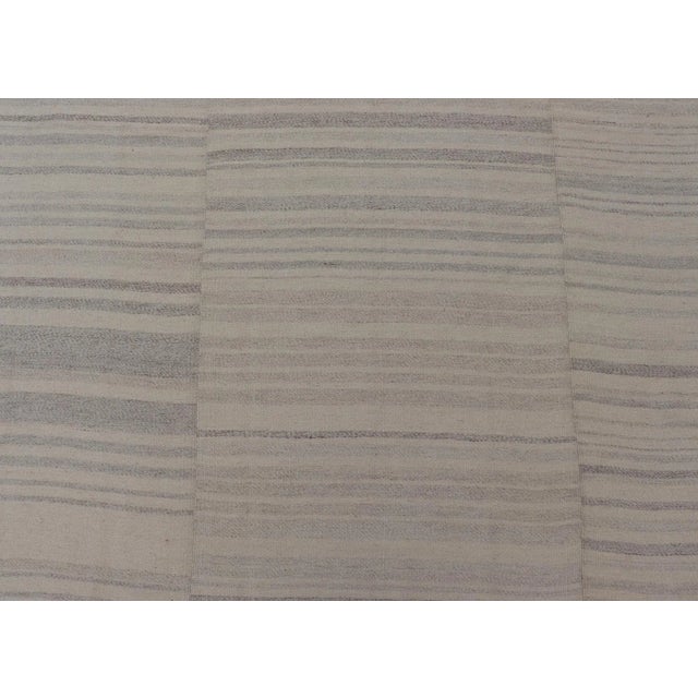 Vintage Hand Woven Turkish Paneled Kilim in Off White and Light Gray For Sale In Atlanta - Image 6 of 11