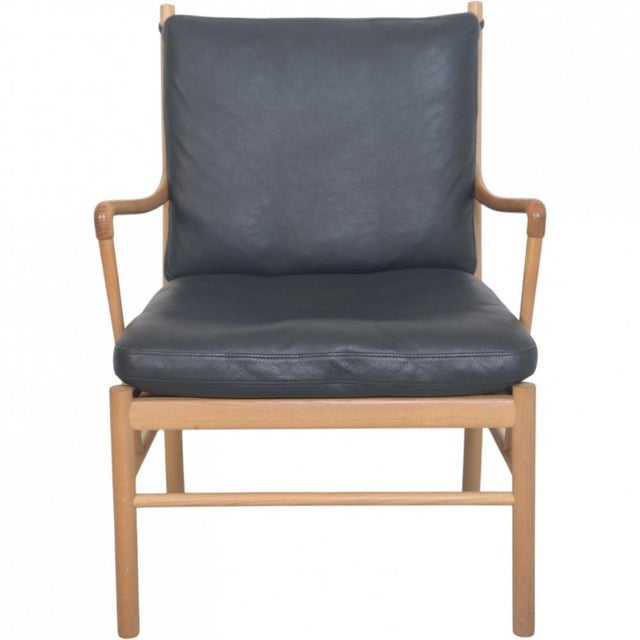 Colonial Chair in Ash and Black Leather from Ole Wanscher, 1990s For Sale - Image 13 of 13