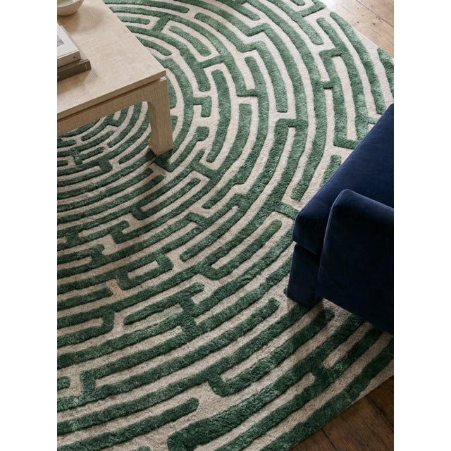 Amiens Hand-Tufted Maze Rug, Boxwood Green, 6x9 For Sale - Image 4 of 5