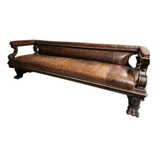 Antique Carved Mahogany Bench Attributed to R. J. Horner For Sale