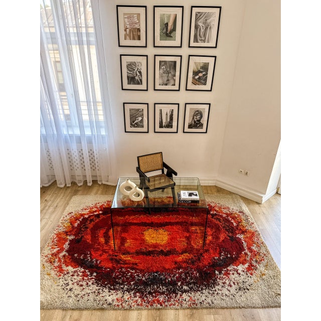 Large Polish Flame Shag Rug by Zakłady Tkanin Dekoracyjnych Welur, Kietrz, 1970s For Sale - Image 12 of 18