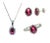 14k White Gold Red Gemstone - 3 Pieces For Sale
