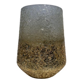 Vintage Gold Flake Style Chipped Glass Vase Hollywood Shabby Chic For Sale