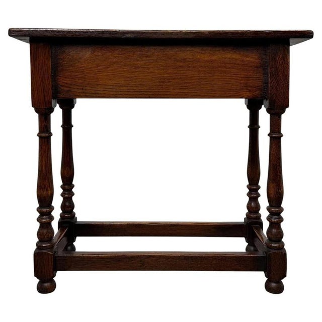 Brown Antique 20th Century Oak Side Table For Sale - Image 8 of 12