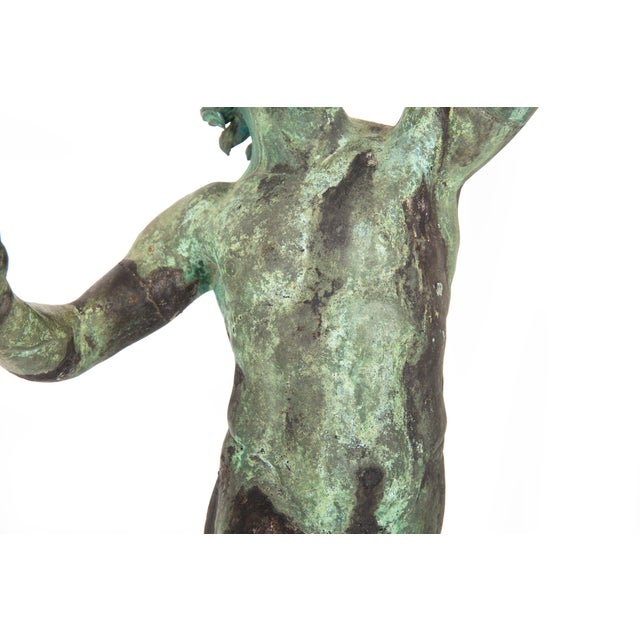 Verdigris Italian Grand Tour Bronze Sculpture “Dancing Faun of Pompeii” After Antique For Sale - Image 8 of 18