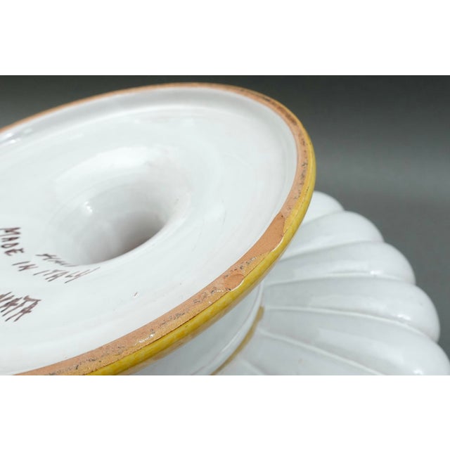 Mid 20th Century Large Fortunata Italy Handmade Pottery Centerpiece Pedestal Compote Bowl Lion's For Sale - Image 11 of 11