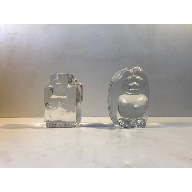 Glass Troll Figurine Glass Bookends by Erik Höglund, Peter Johansen for Kosta Boda, 1970s, Set of 2 For Sale - Image 7 of 11