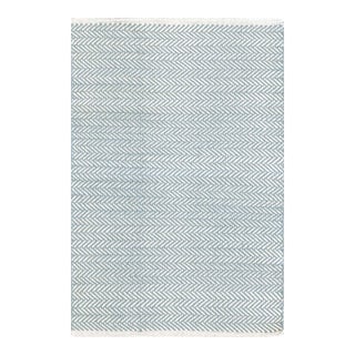 Dash & Albert by Annie Selke Herringbone Swedish Blue Woven Cotton Rug, 7' 6" x 9' 6" For Sale