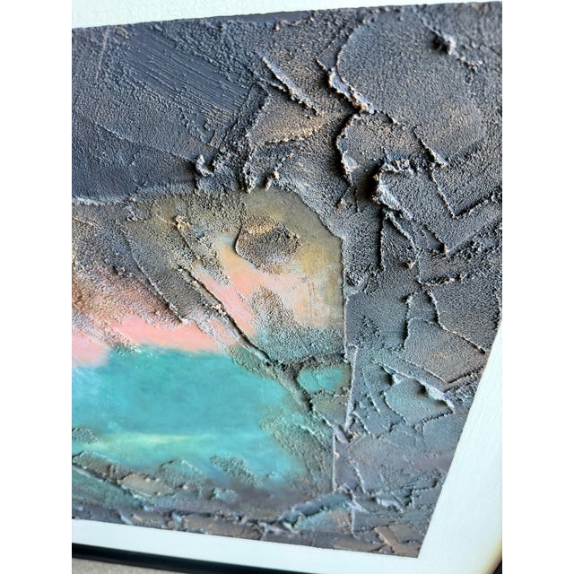 1980s Large Brutalist Stephen Charles De Santo Mixed Media Textured Abstract Painting Framed For Sale - Image 5 of 14