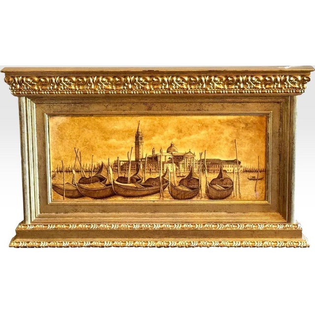 Exceptional Original Ink on Plaster Venezia Island of San Giorgio by the Twins Bugagiar For Sale - Image 12 of 12