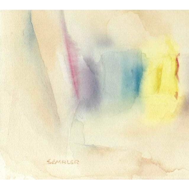 Abstract modern landscape by Virginia artist Arthur Sembler (1911/12-1979). Watercolor on artist board, signed lower left....