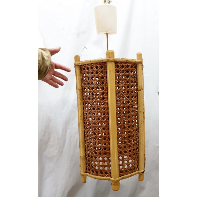 Nordic Rattan and Bamboo Lamp, 1950s, in Very Good conditions. Designed 1950 to 1959 Up to 250V (Europe/UK Standard).The...