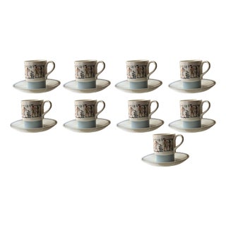 Dutch Modernist Egyptian Revival Espresso Service by Petrus Regout for Royal Sphinx Maastricht, 1960s, Set of 18 For Sale