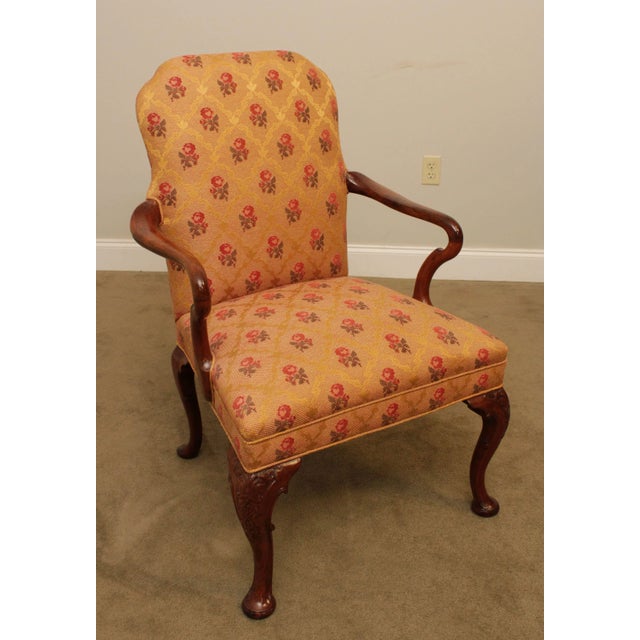 Queen Anne Queen Anne Style Custom Vintage Walnut Armchair For Sale - Image 4 of 13