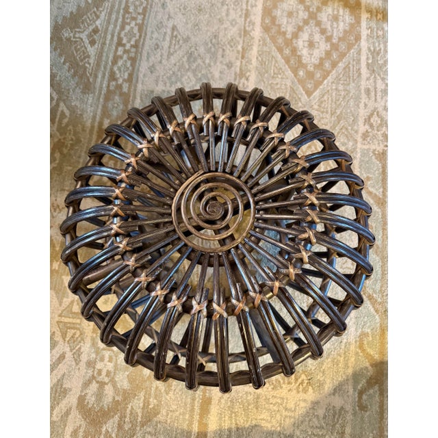 1970s Sculptural Organic Modern Rattan Ottoman, Mid-Century Era For Sale - Image 4 of 9